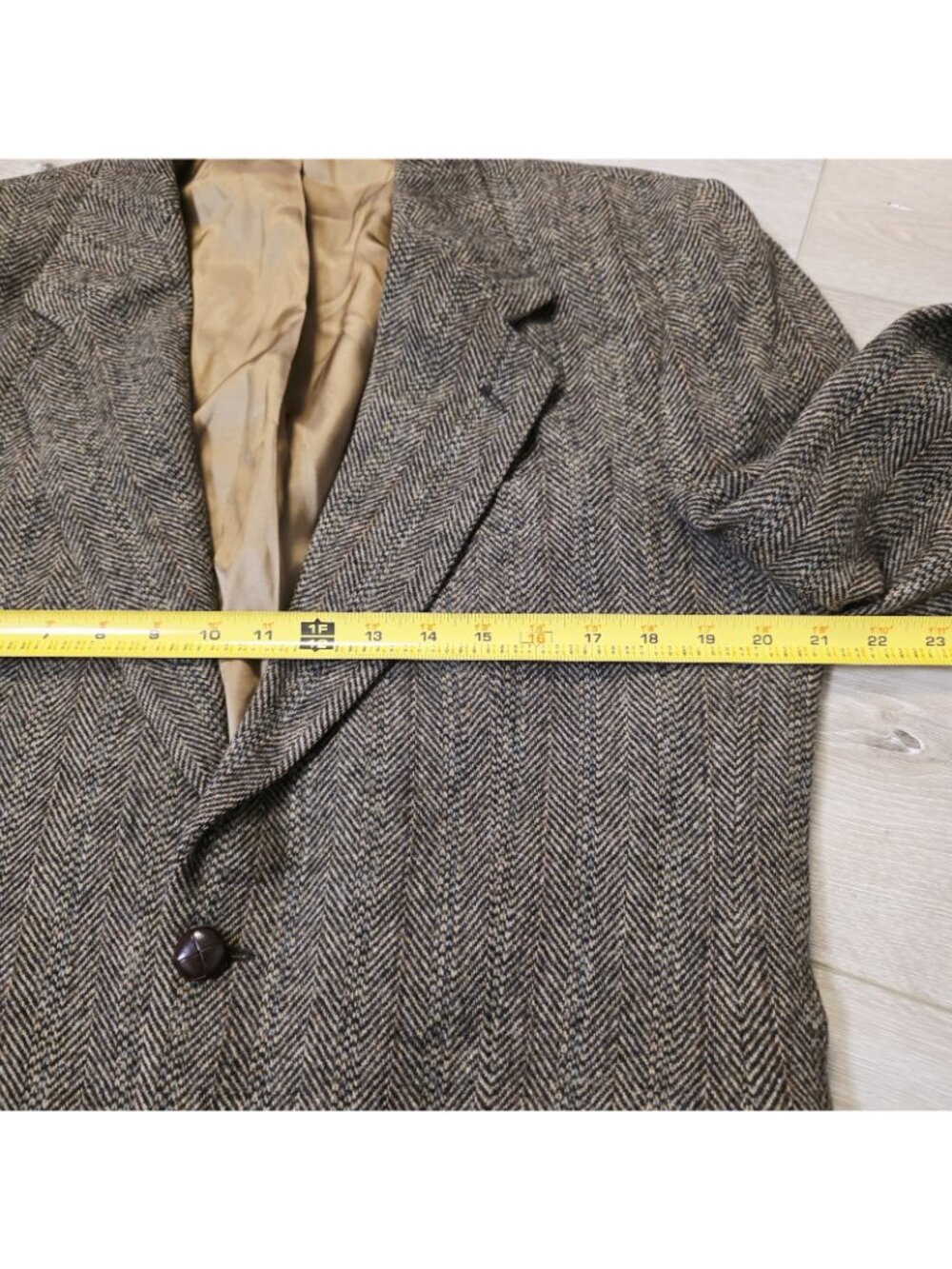 Vtg Deansgate Harris Tweed Style Blazer Jacket Mens Brown 39R Herringbone Wool - Picture 11 of 13